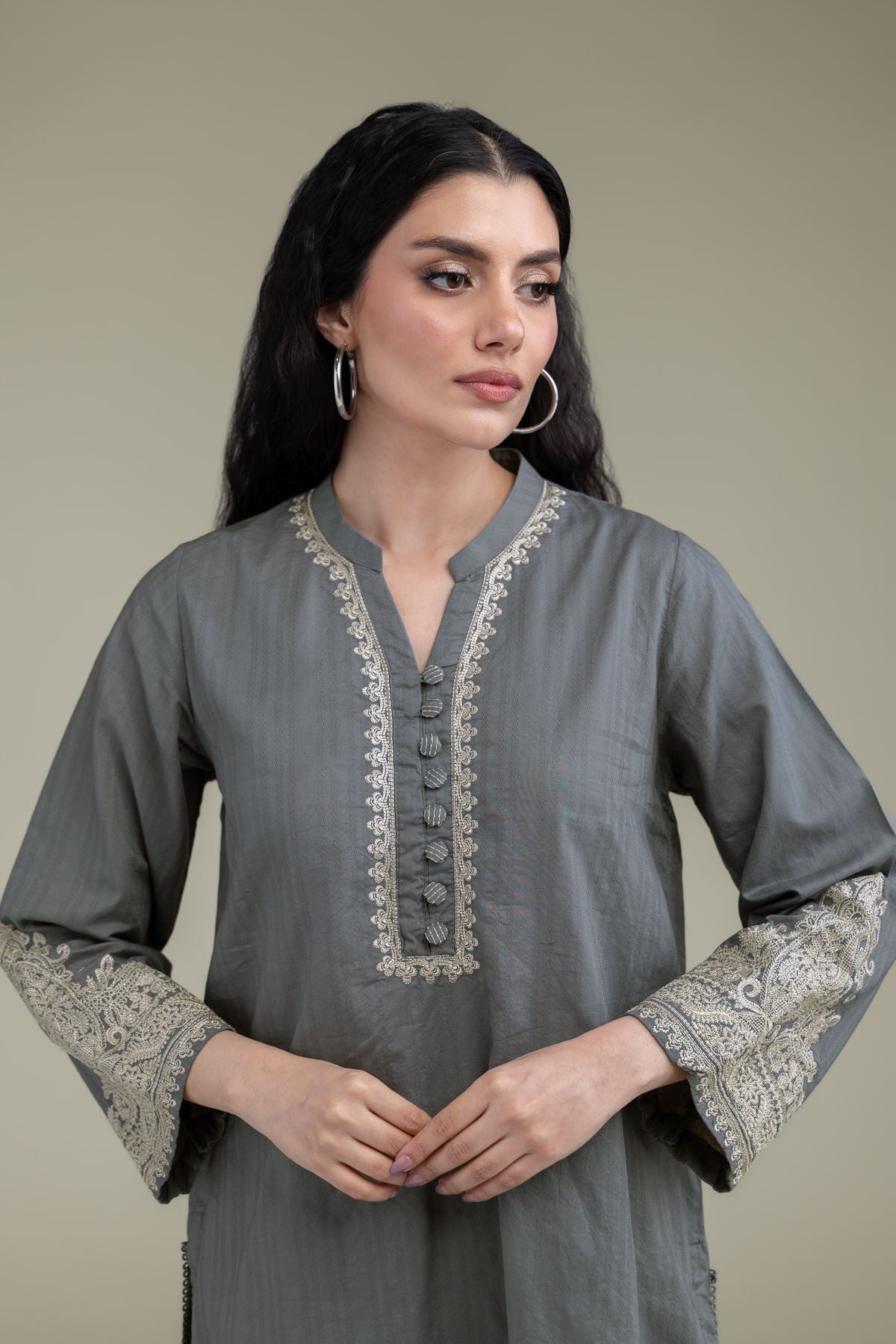 Gray Cotton Kurta