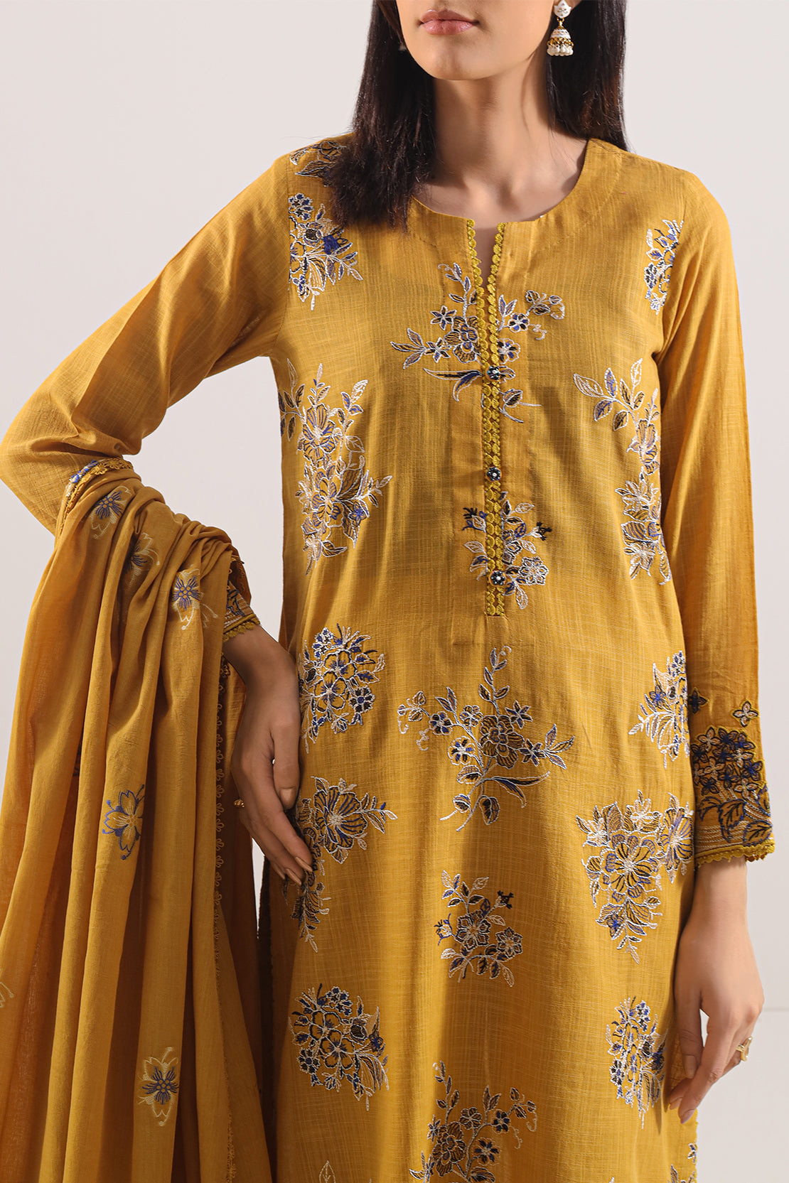 Unstitched Embroidered Warm Khaddar 2 Piece (Shirt/Trouser)116763