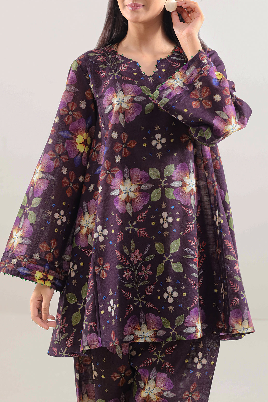 Unstitched Printed Warm Khaddar 2 Piece (Shirt/Trouser)122299