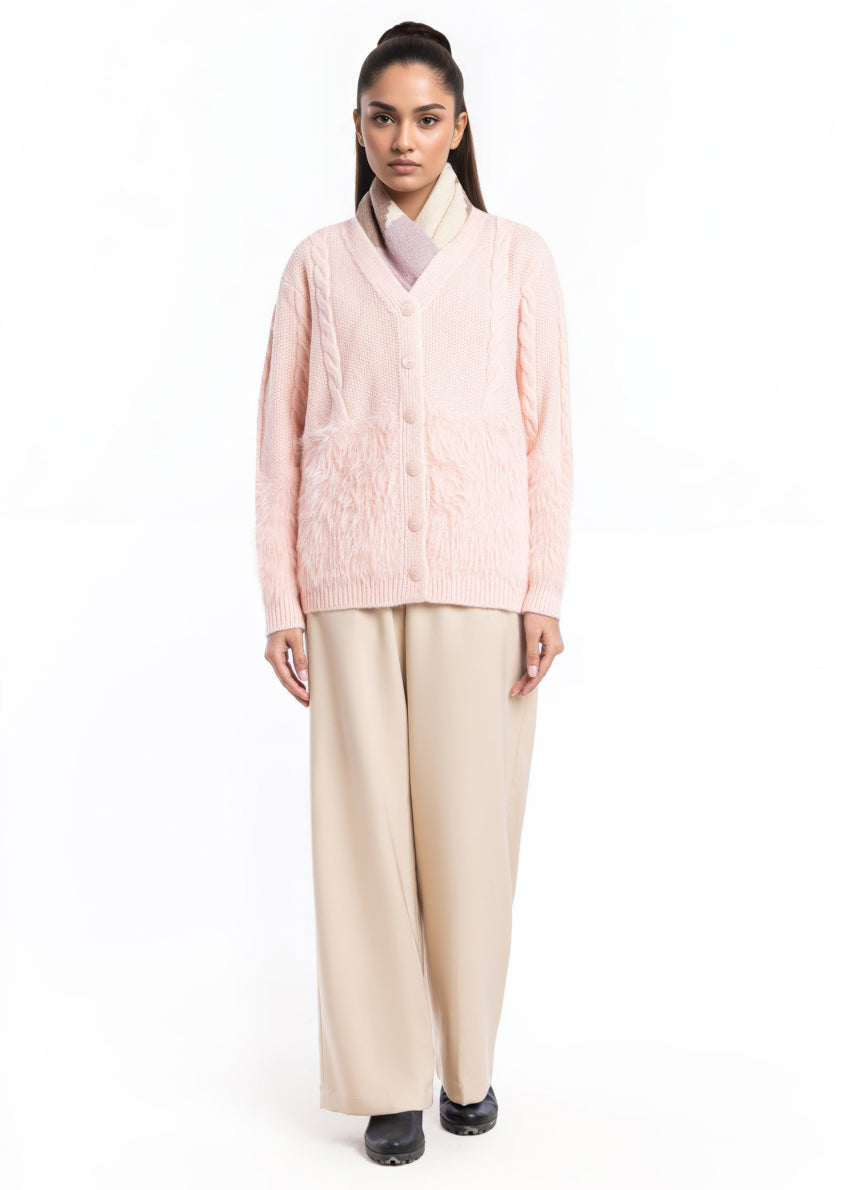 L-Pink-V-Cardigan Full Sleeves Sweater (25Y-042-67)