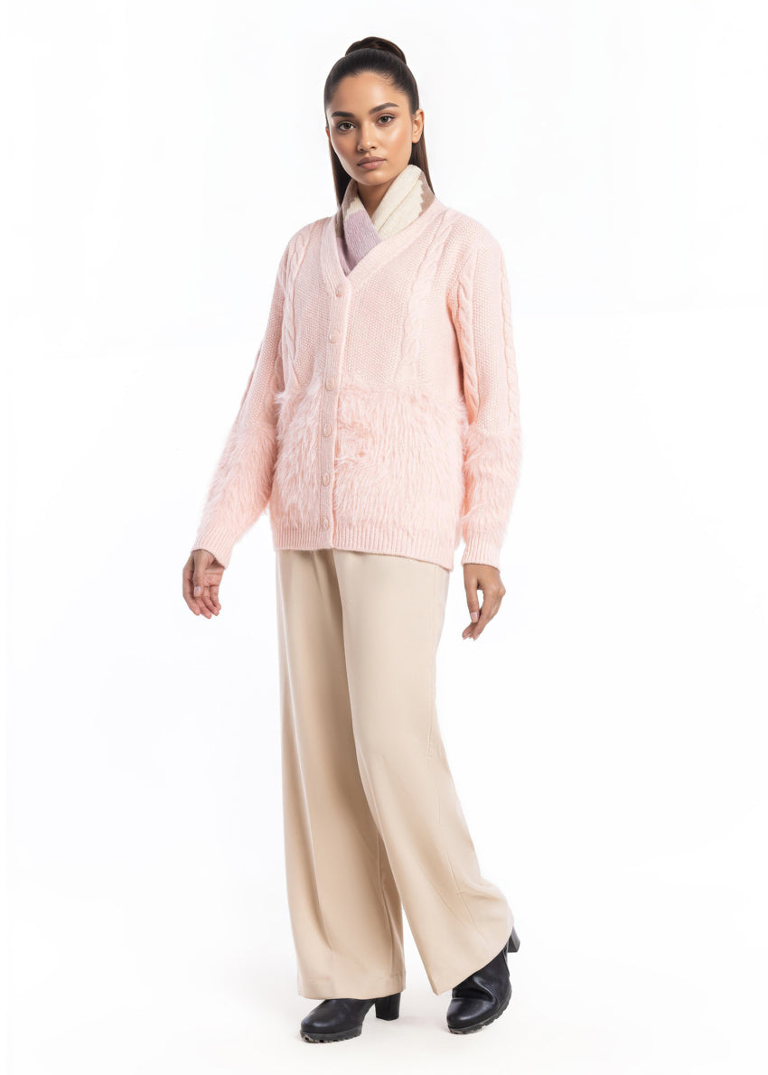 L-Pink-V-Cardigan Full Sleeves Sweater (25Y-042-67)