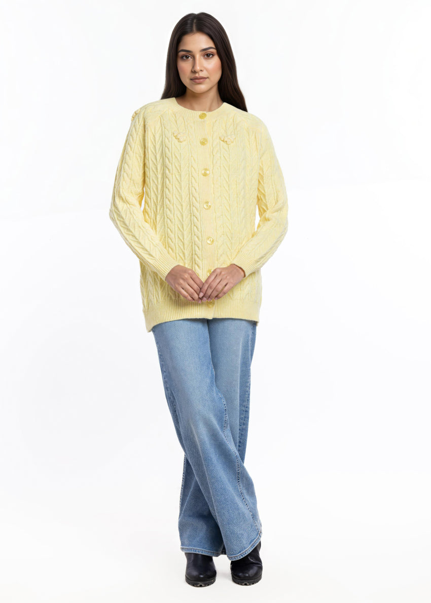 Lemon-Round Neck Cardigan Reglan Sleeves Sweater (25Y-048-67)