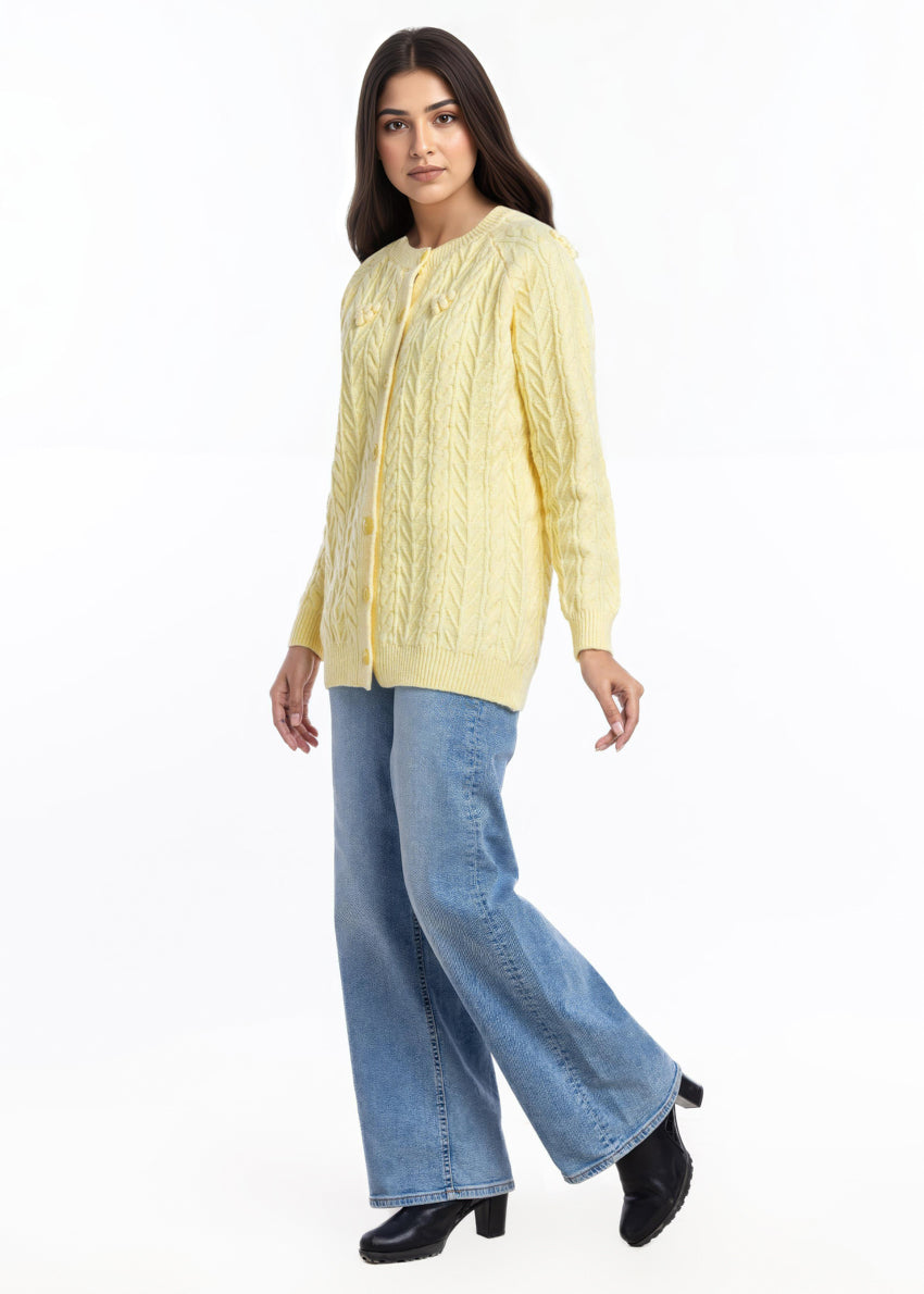 Lemon-Round Neck Cardigan Reglan Sleeves Sweater (25Y-048-67)