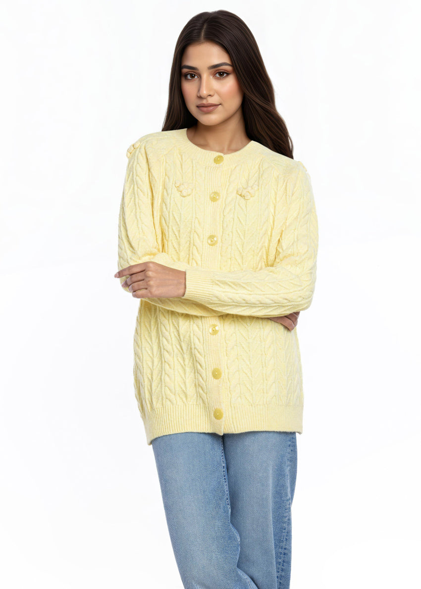 Lemon-Round Neck Cardigan Reglan Sleeves Sweater (25Y-048-67)
