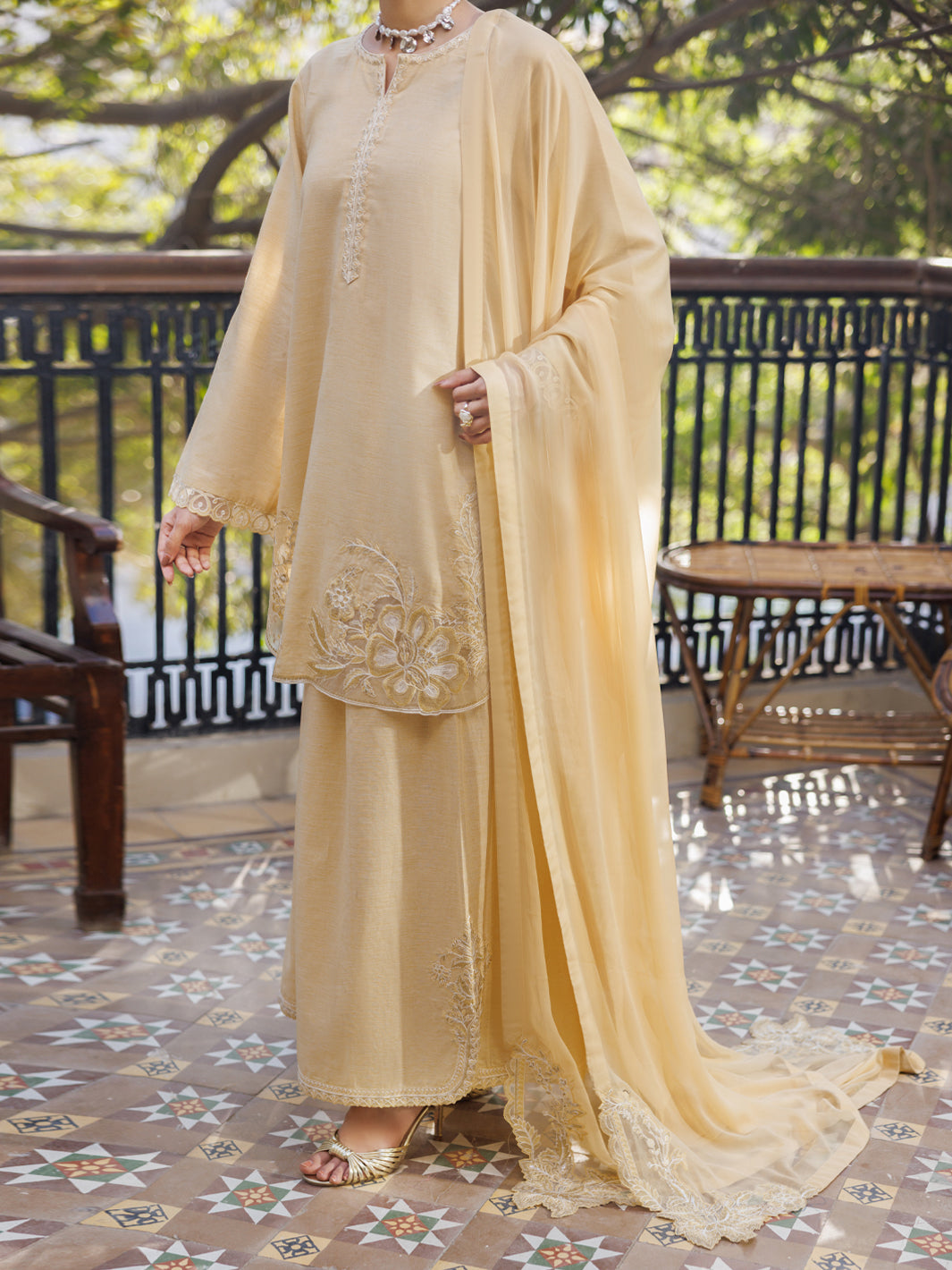Beige Yarn Dyed Stitched 3Pc - ALP-3PS-2611
