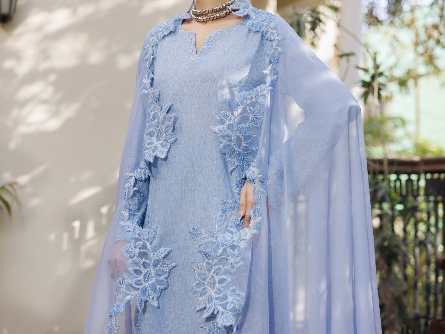 Ice Blue Yarn Dyed Stitched 3Pc - ALP-3PS-2614