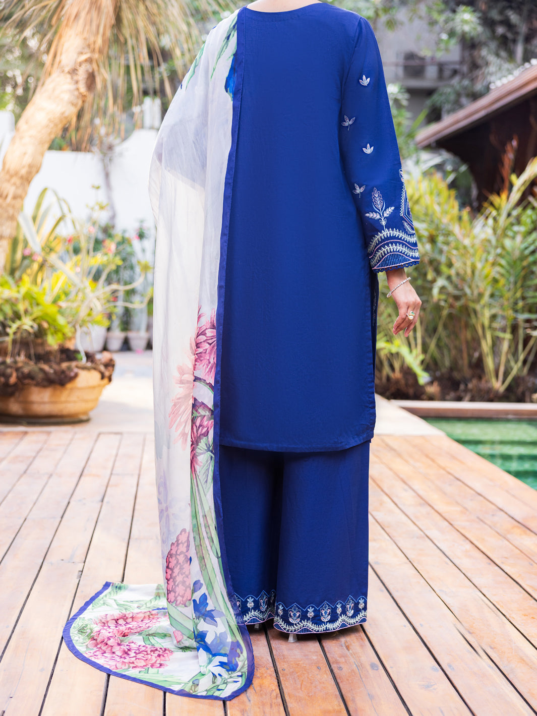 Blue Cambric Dyed Stitched 3PC - ALP-3PS-2626