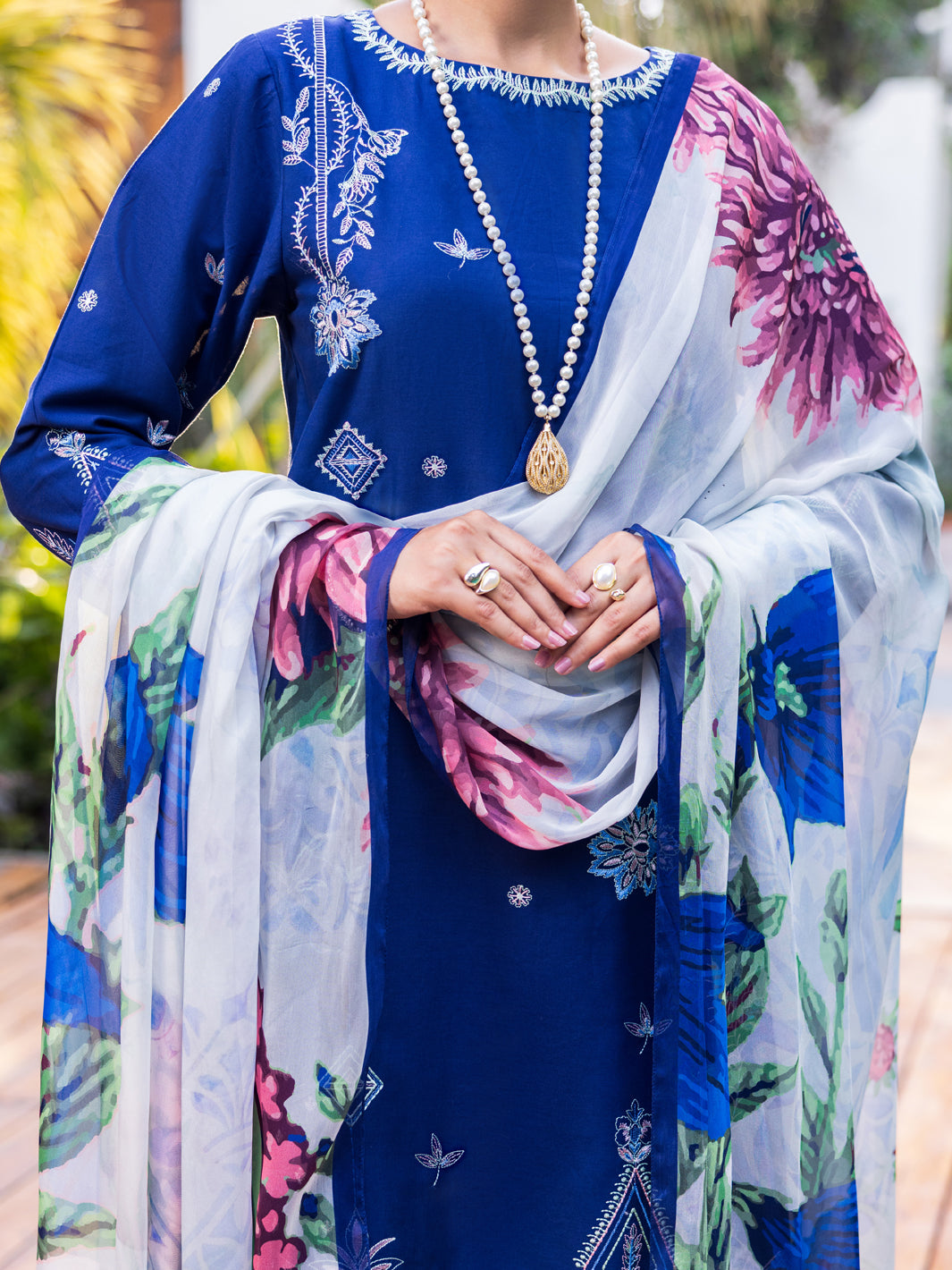 Blue Cambric Dyed Stitched 3PC - ALP-3PS-2626