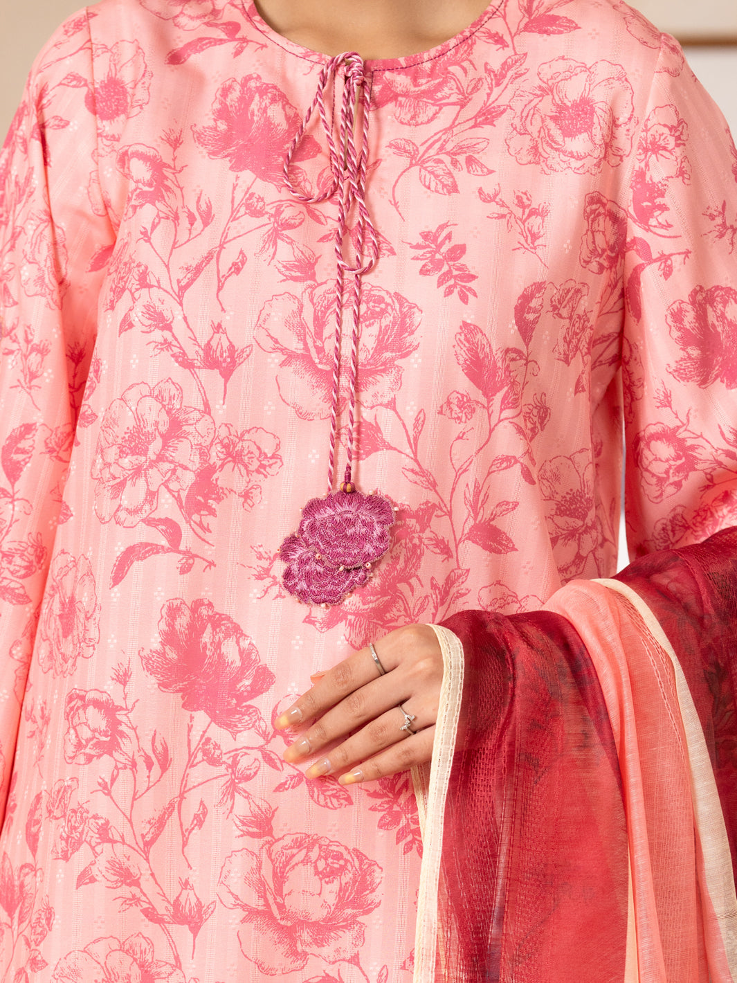 Pink Swiss Jacquard 3Pc Stitched - ALP-3PS-2633