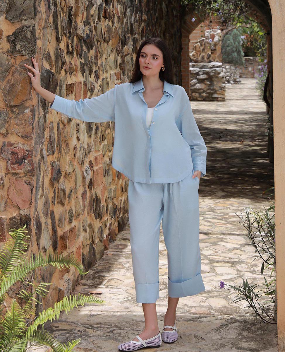 Powder Blue Linen Set