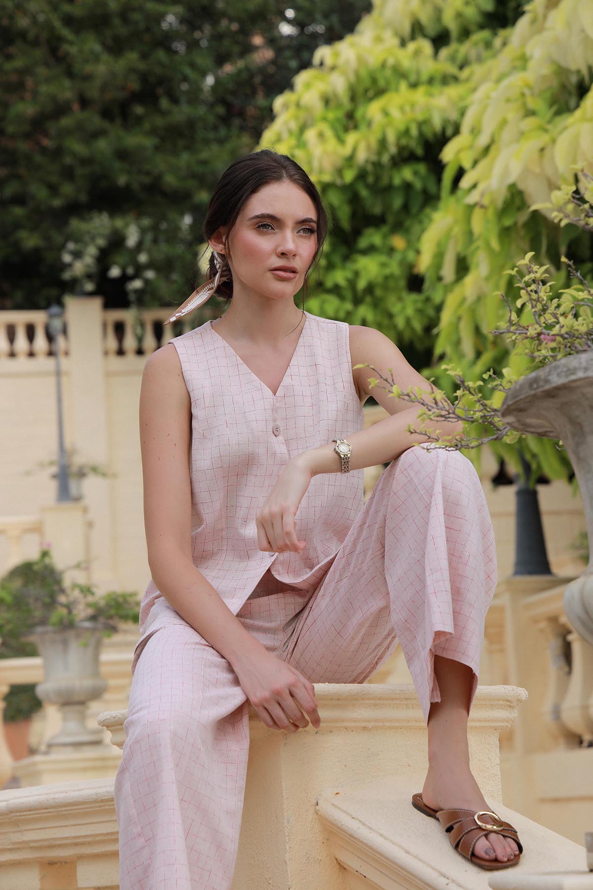 Pink Skin Waistcoat Set