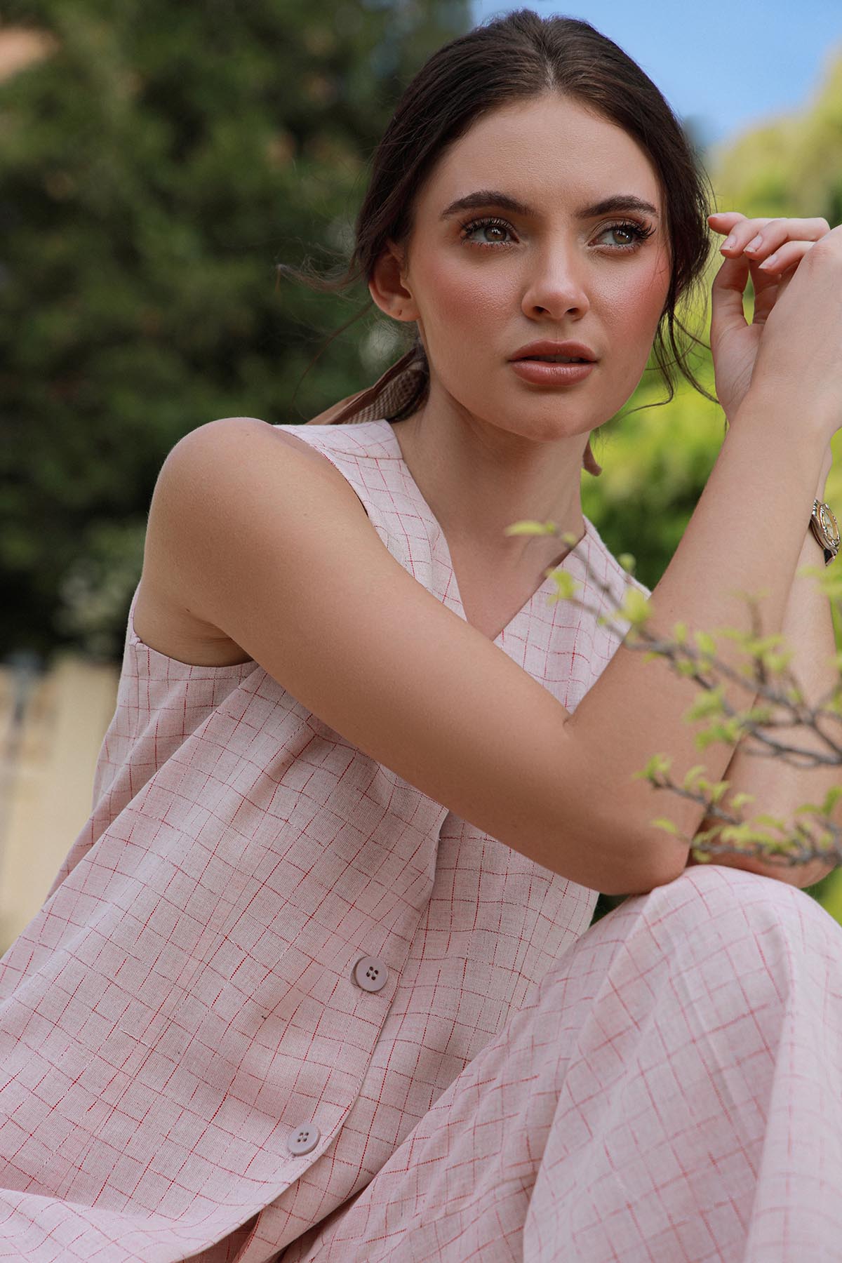 Pink Skin Waistcoat Set