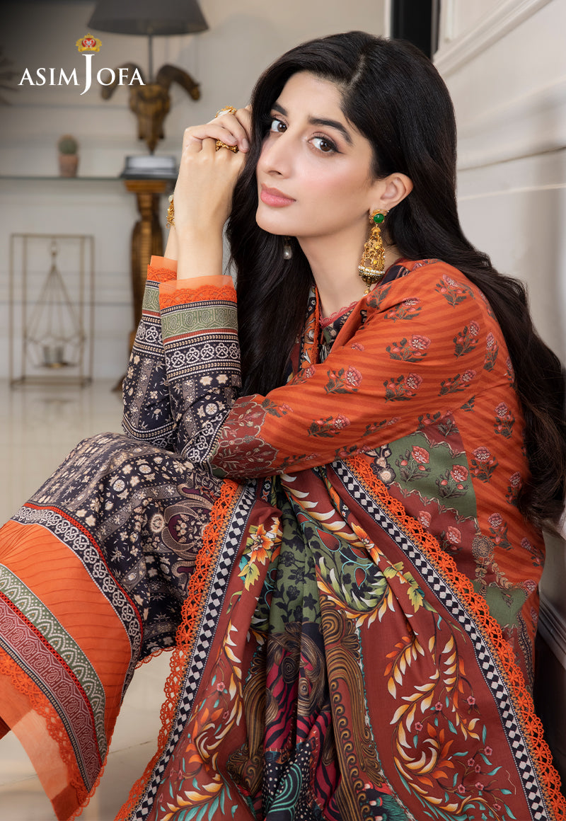 AJS-08 DESIGNERS STITCHED PRINTED LAWN 3 PCS