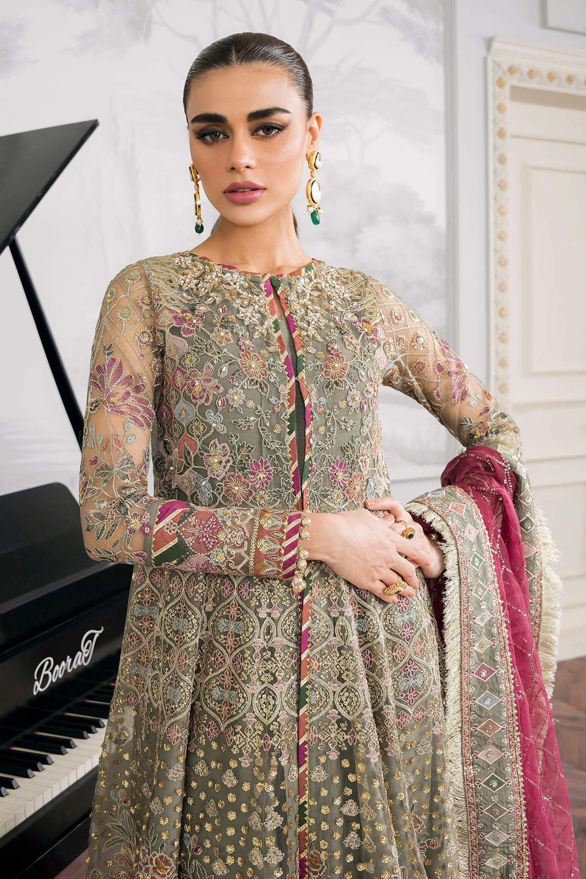 EMBROIDERED NET CH12-02 STITCHED