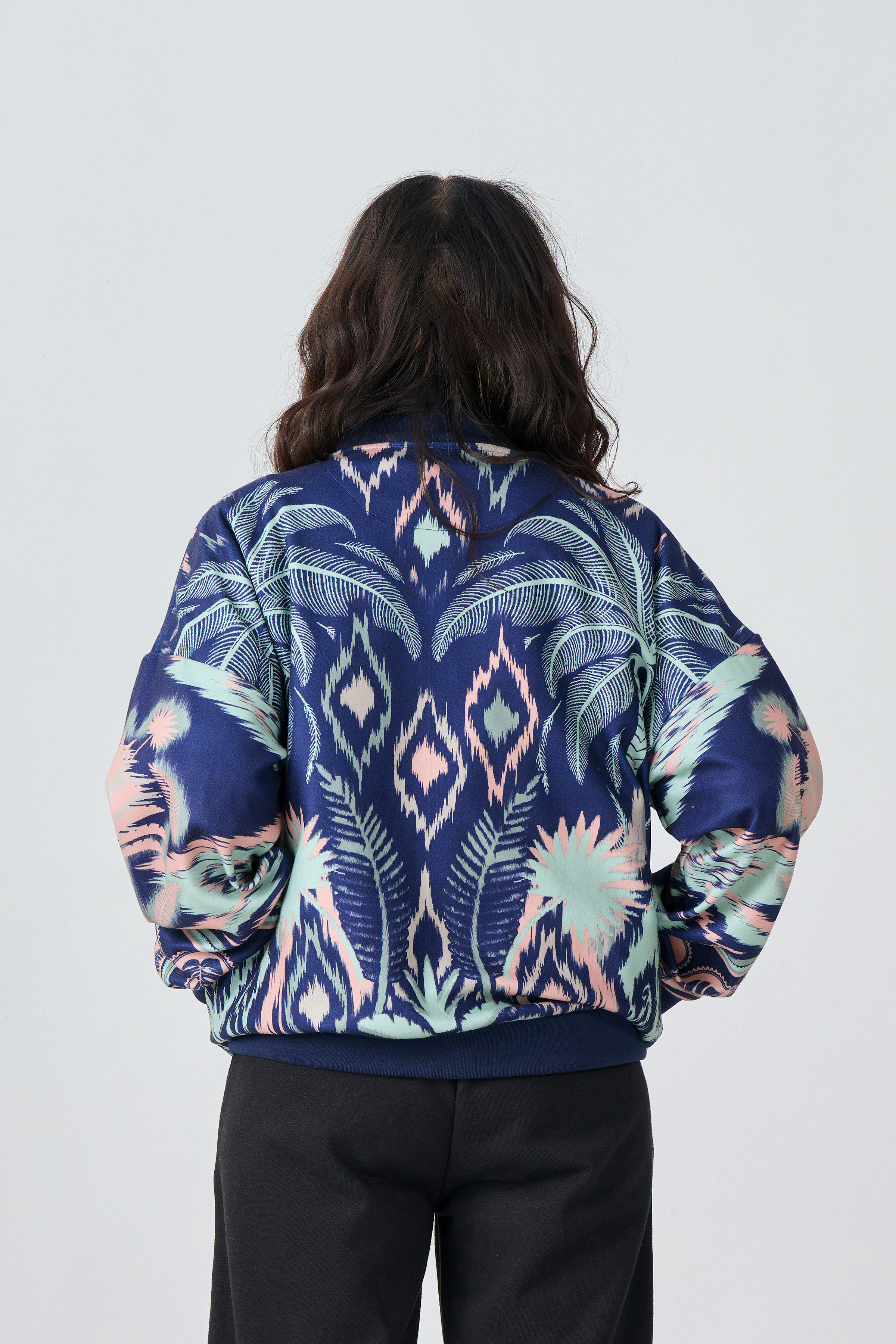 Bomber Jacket (Ikkat-Navy Blue)