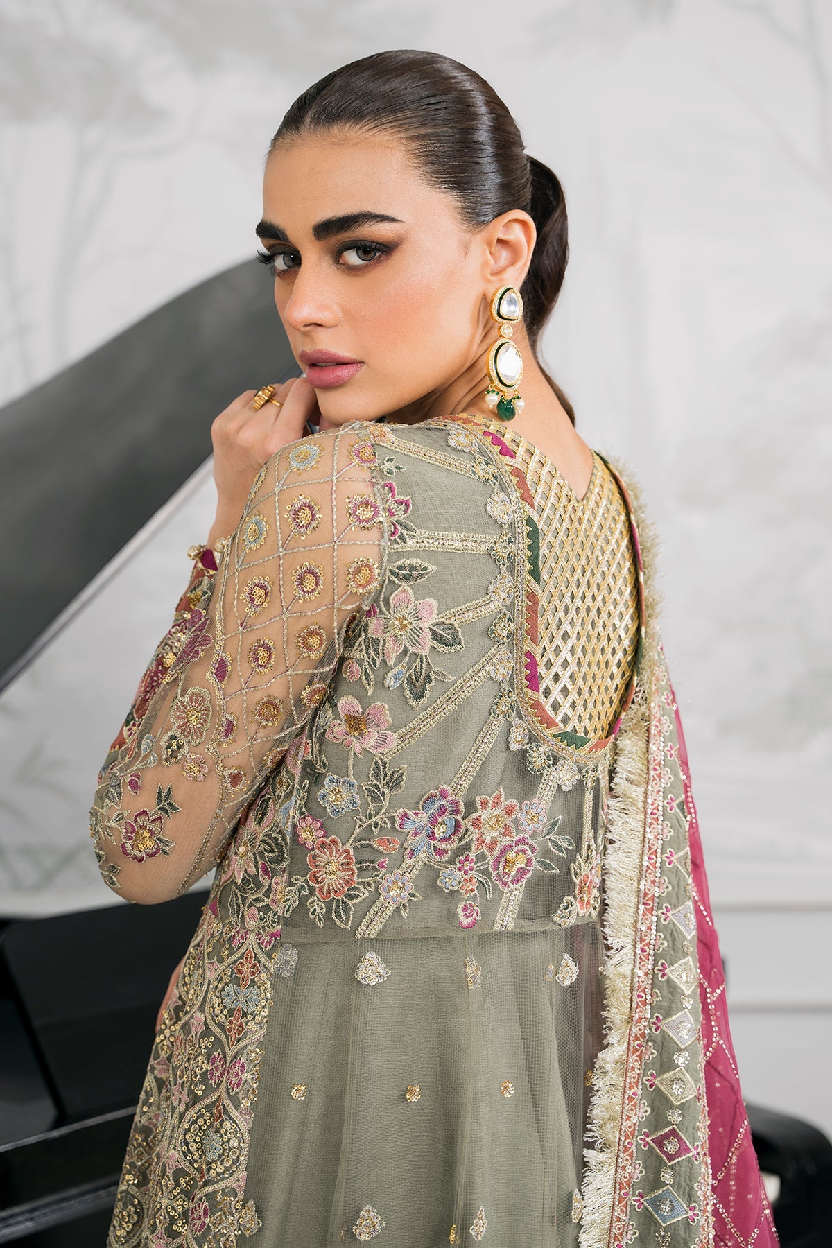 EMBROIDERED NET CH12-02 STITCHED
