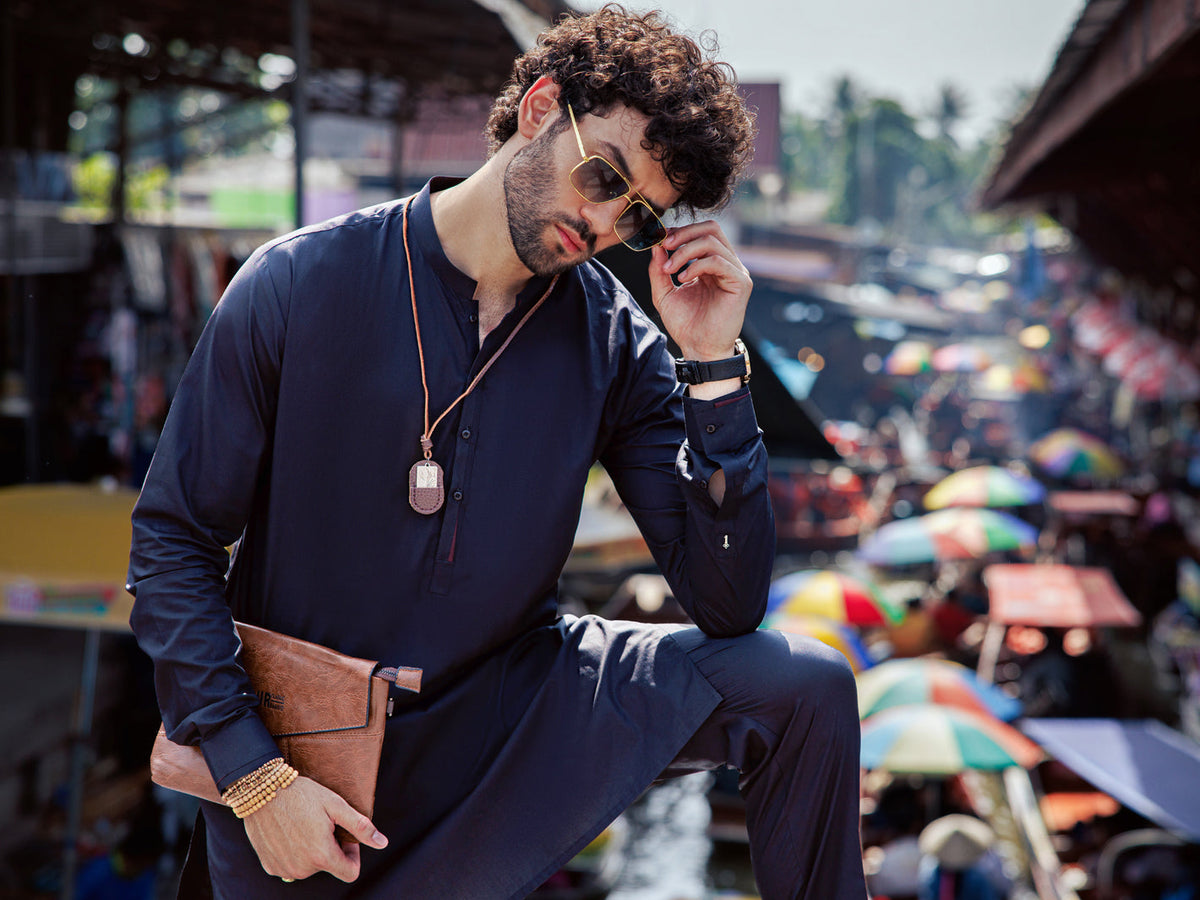 Black Cotton Kurta Trouser - AL-KT-2982