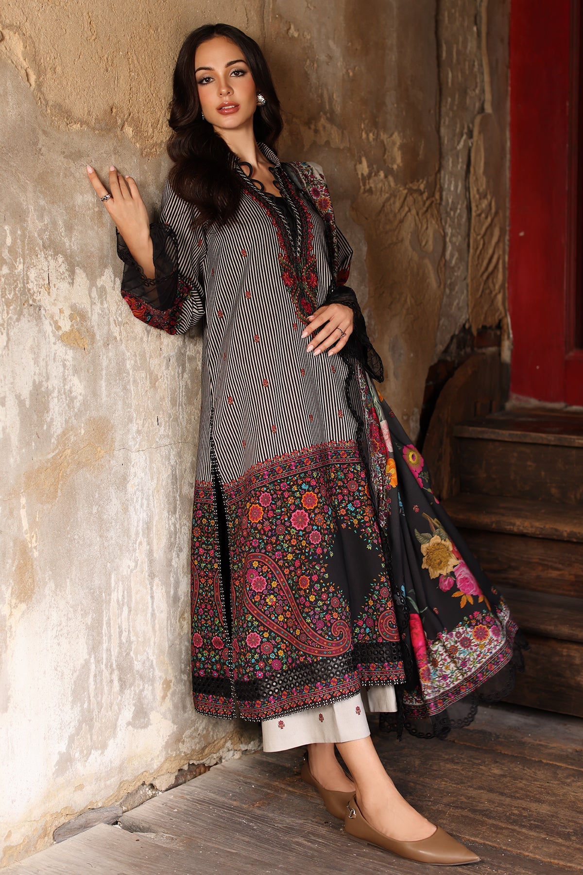 3-PC Unstitched Embroidered Linen Collection ANW7-12