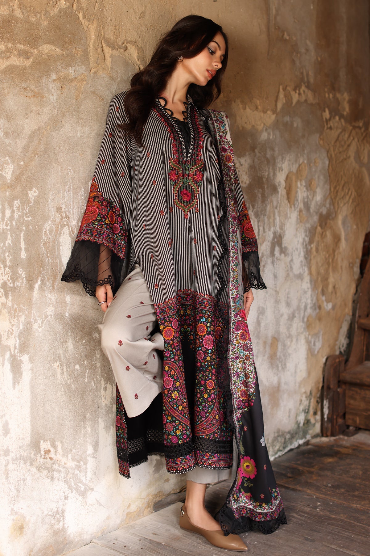 3-PC Unstitched Embroidered Linen Collection ANW7-12