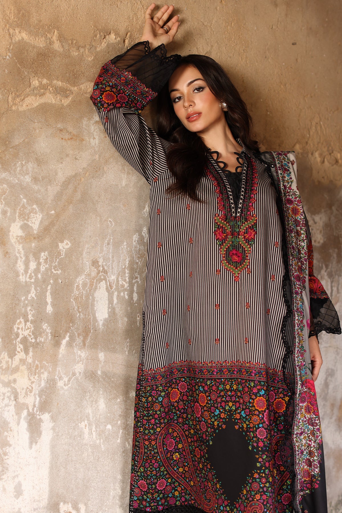 3-PC Unstitched Embroidered Linen Collection ANW7-12