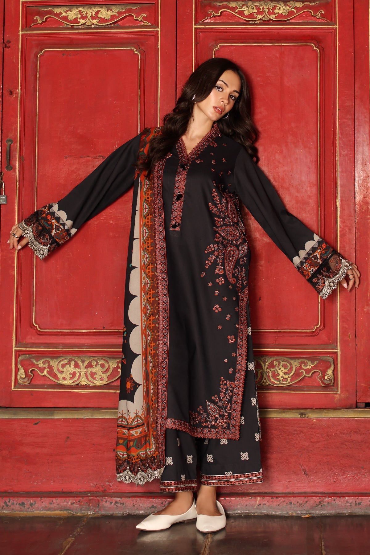 3-PC Stitched Embroidered Linen Collection ANW7-02P