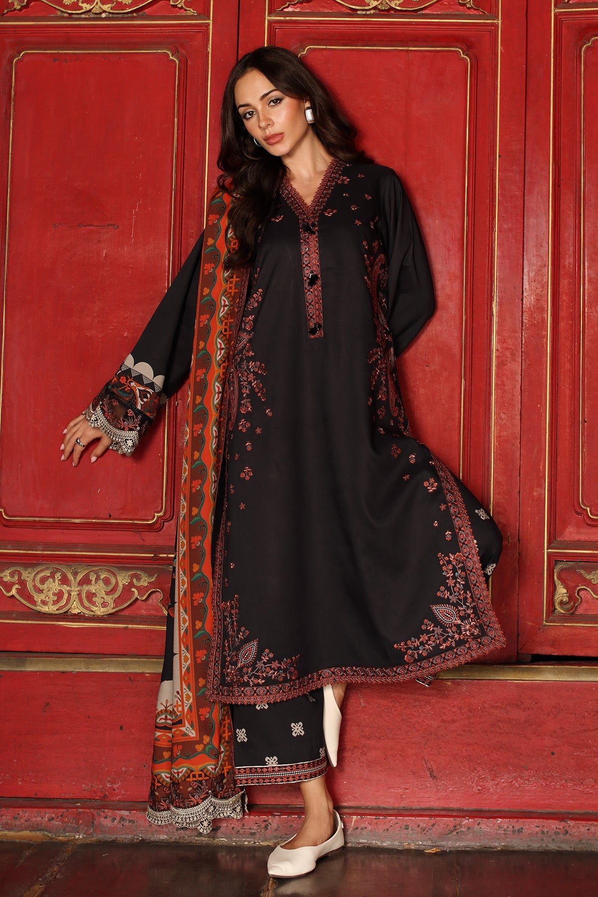 3-PC Unstitched Embroidered Linen Collection ANW7-02