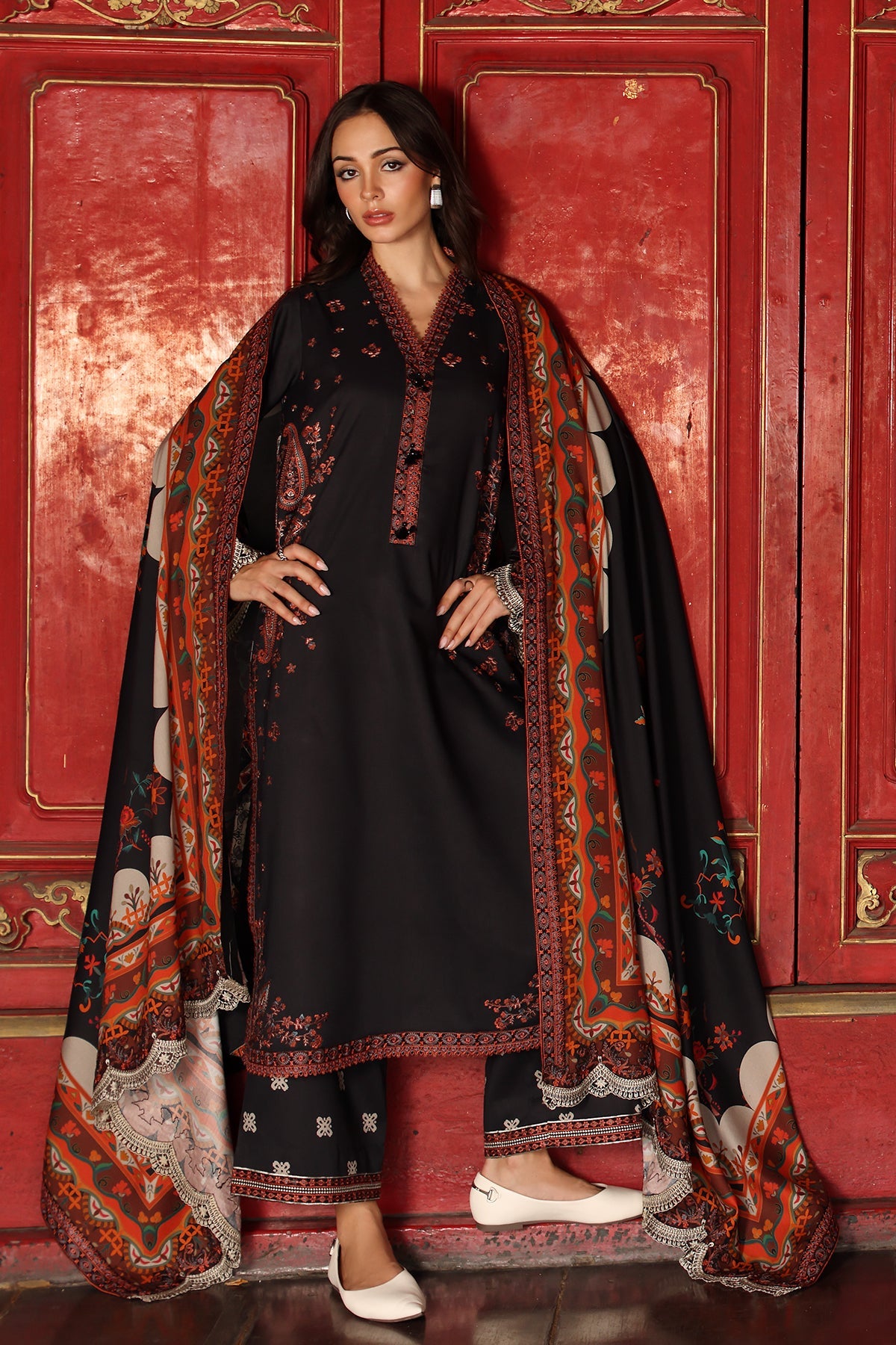 3-PC Unstitched Embroidered Linen Collection ANW7-02