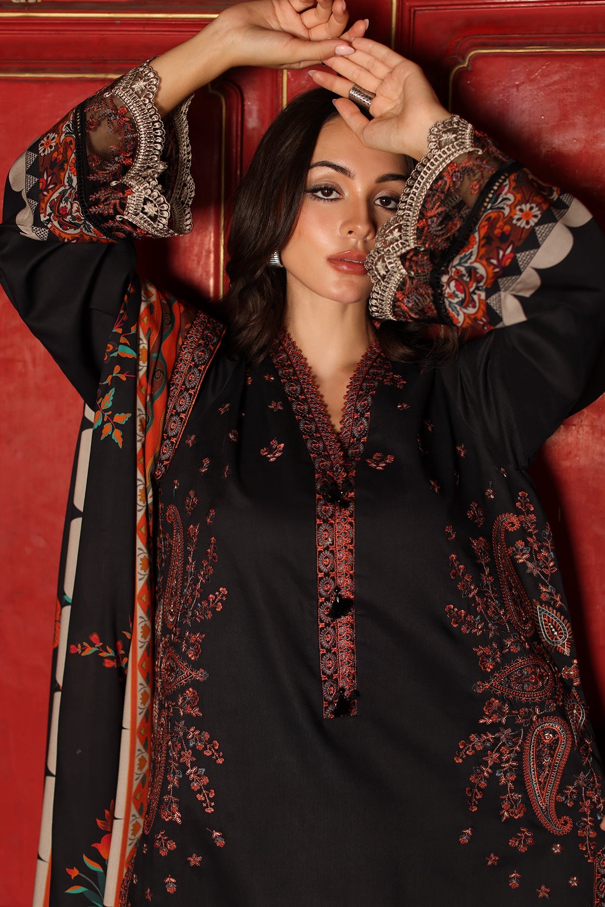 3-PC Unstitched Embroidered Linen Collection ANW7-02