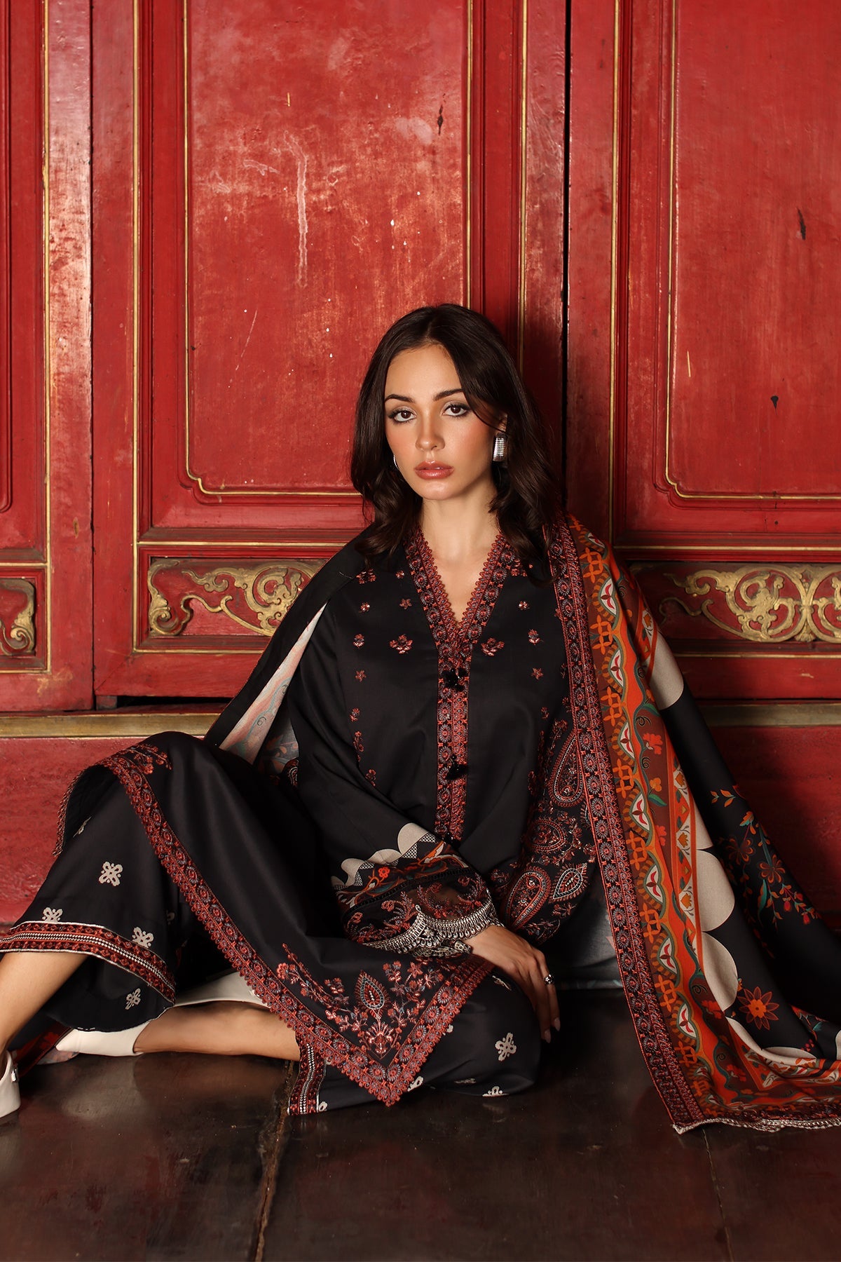 3-PC Unstitched Embroidered Linen Collection ANW7-02