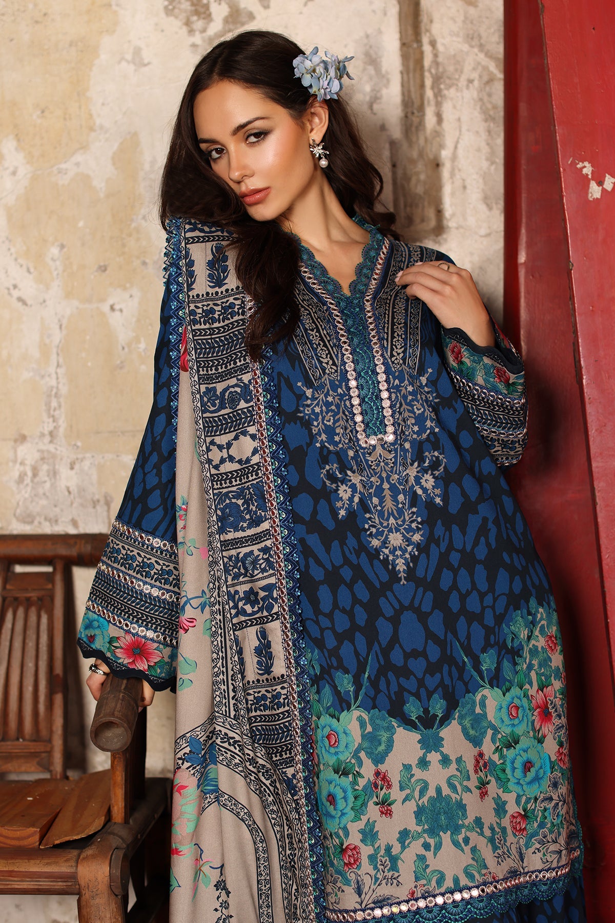 3-PC Stitched Embroidered Linen Collection ANW7-09P