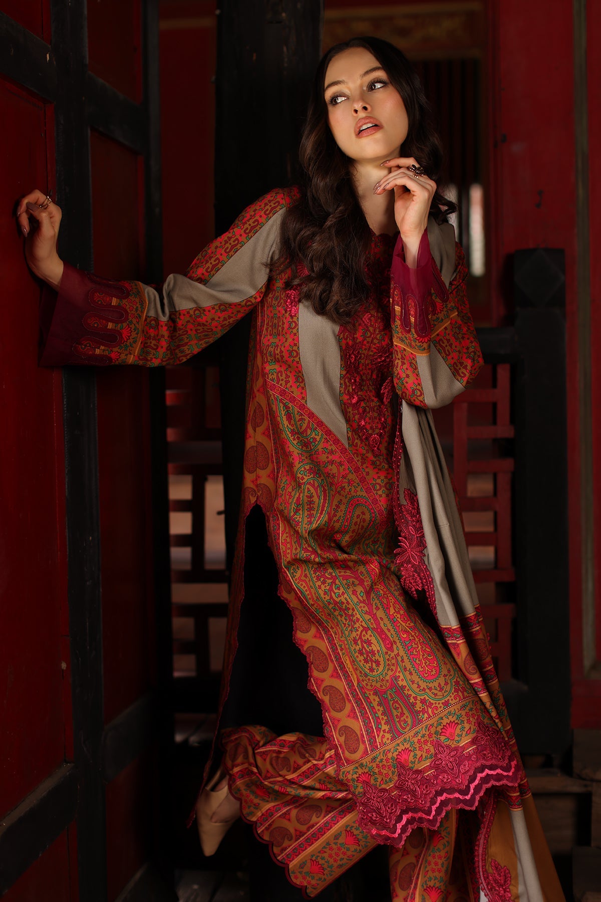 3-PC Stitched Embroidered Linen Collection CCW7-04P