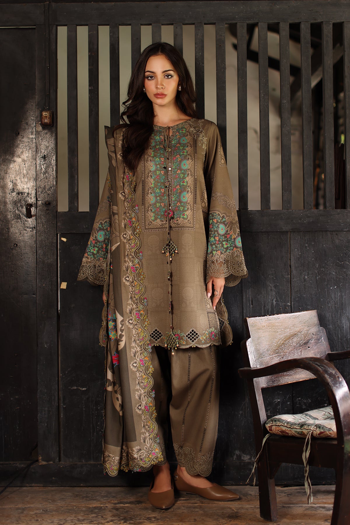 3-PC Unstitched Embroidered Linen Collection ANW7-05