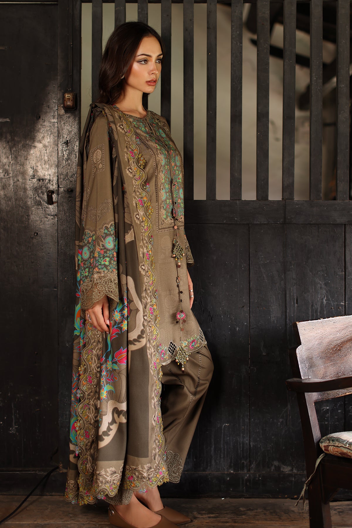 3-PC Unstitched Embroidered Linen Collection ANW7-05