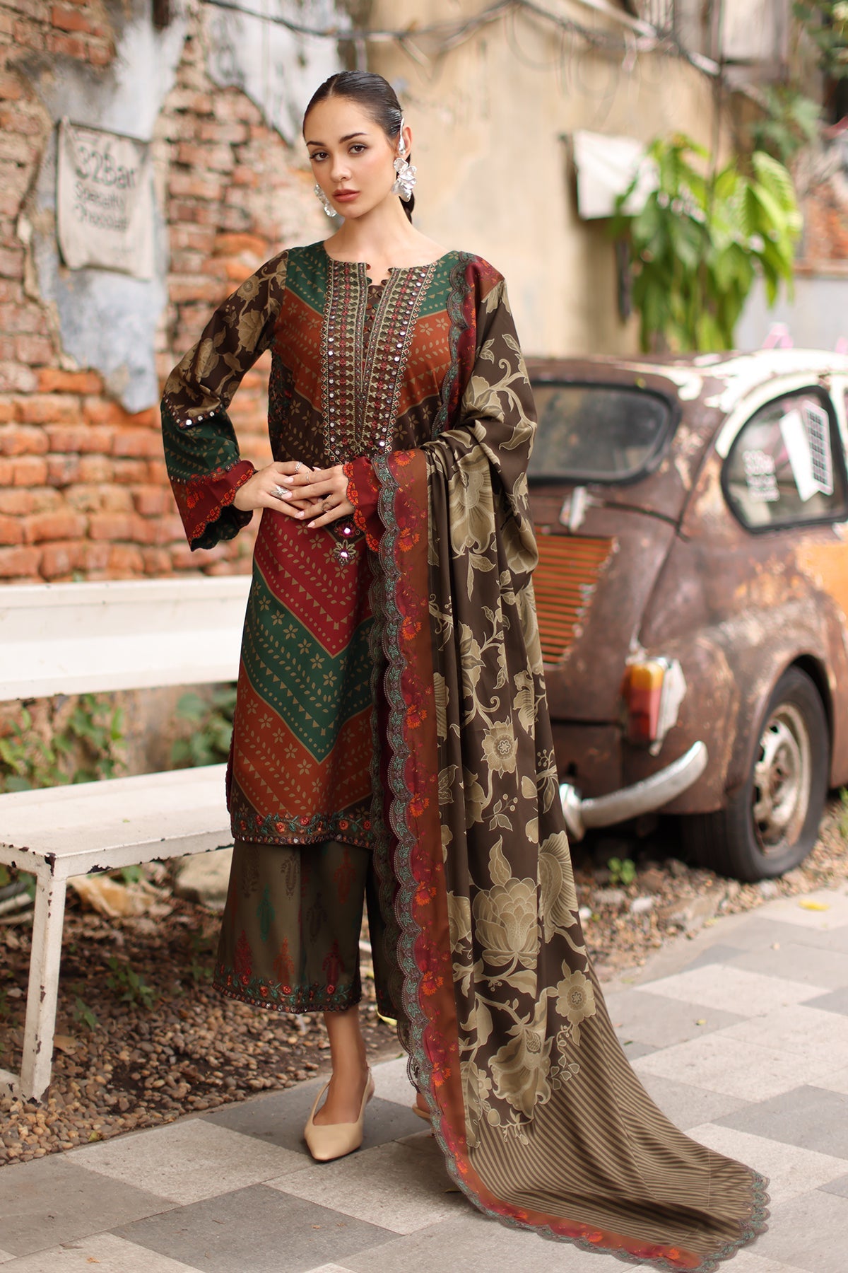 3-PC Unstitched Embroidered Linen Collection ANW7-06