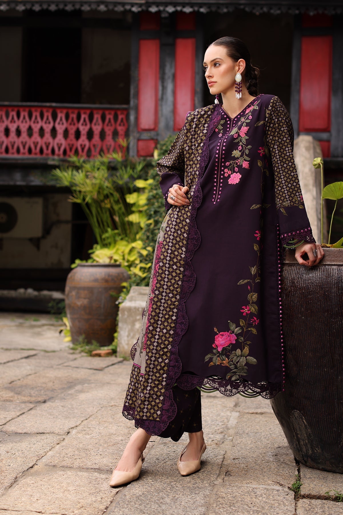 3-PC Stitched Embroidered Linen Collection CCW7-05P