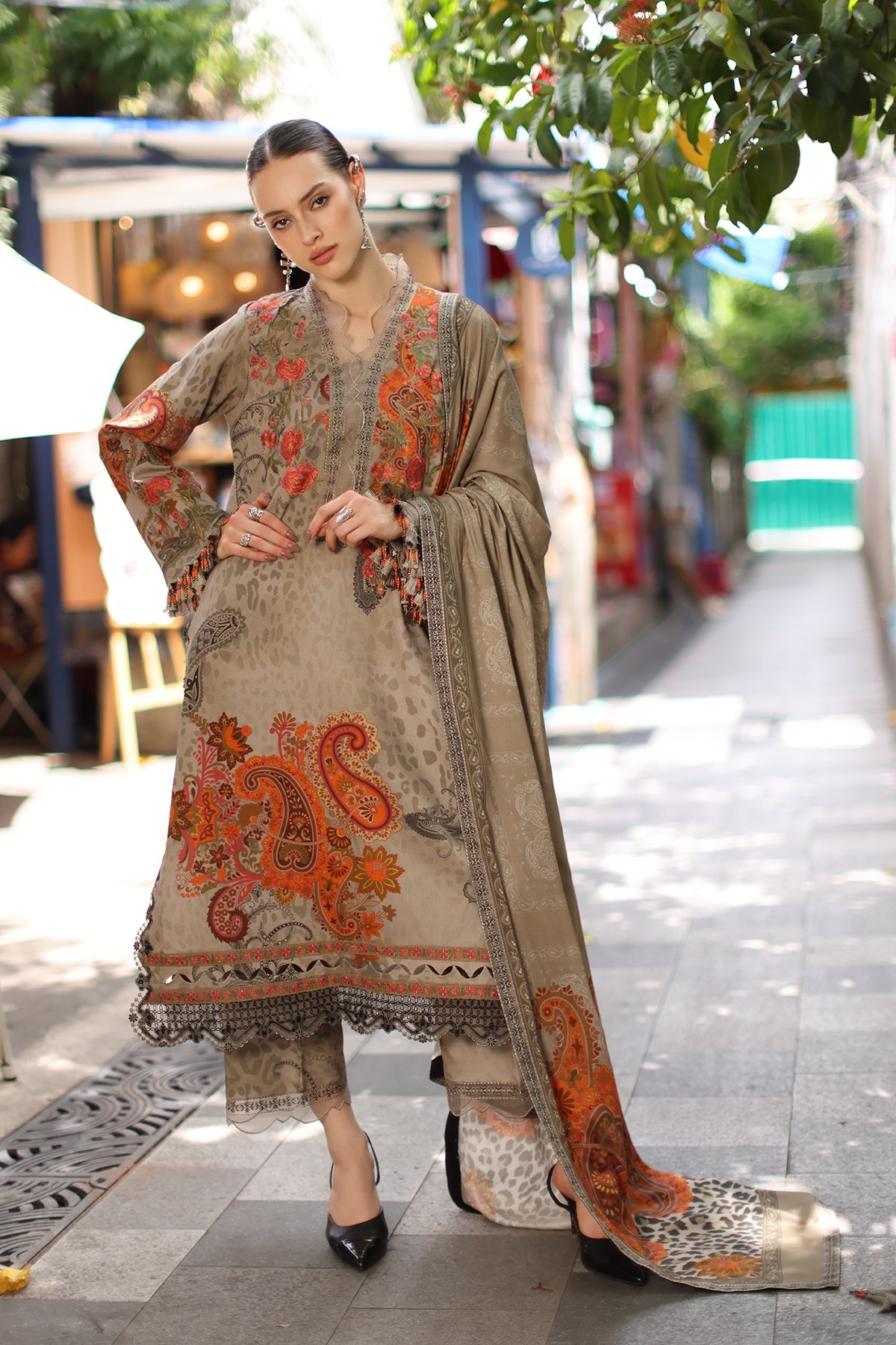 3-PC Unstitched Embroidered Linen Collection ANW7-04