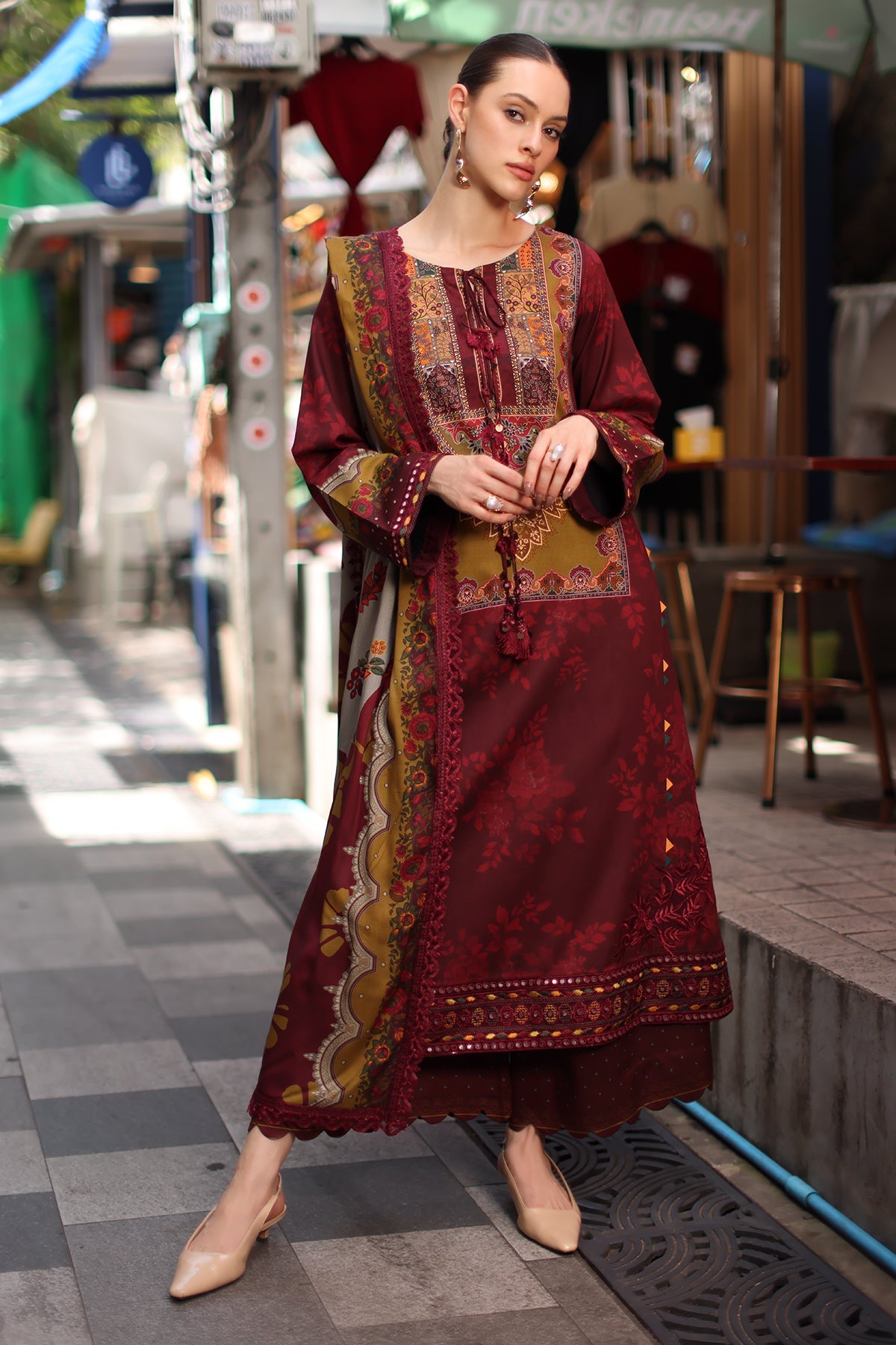 3-PC Unstitched Embroidered Linen Collection ANW7-03