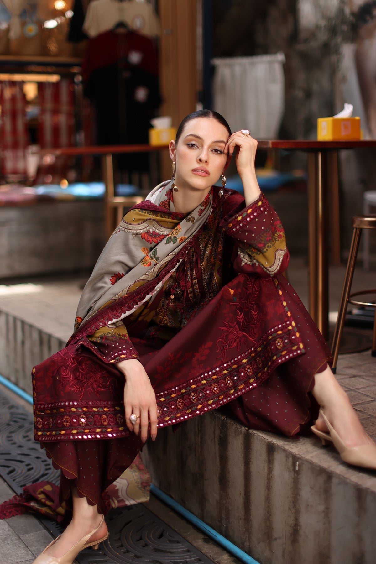 3-PC Unstitched Embroidered Linen Collection ANW7-03