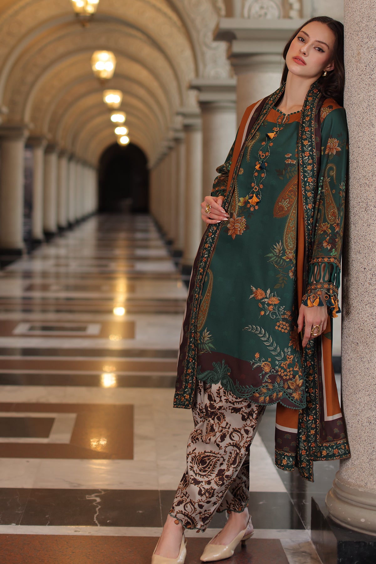 3-PC Unstitched Embroidered Linen Collection ANW7-16
