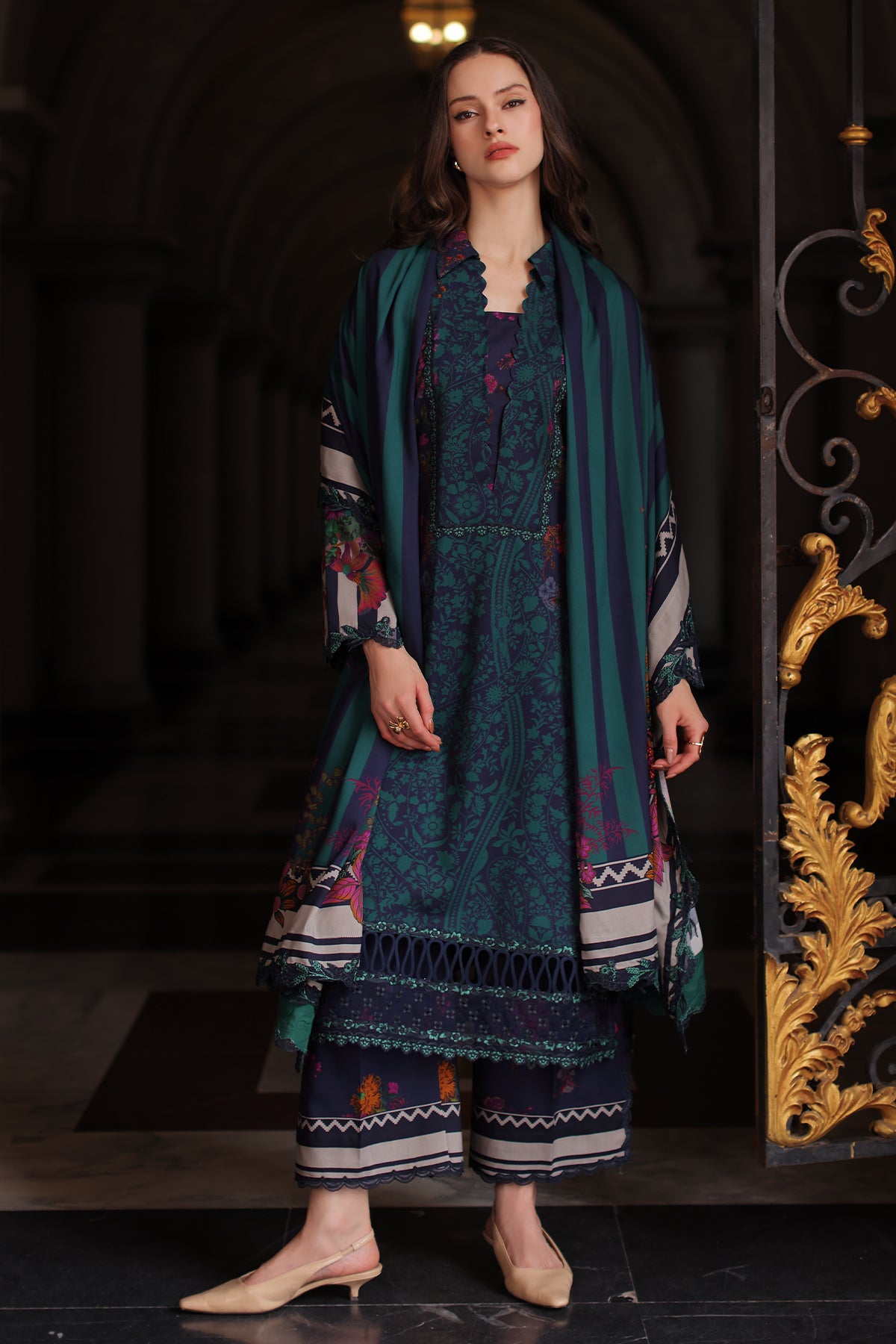 3-PC Unstitched Embroidered Linen Collection ANW7-17