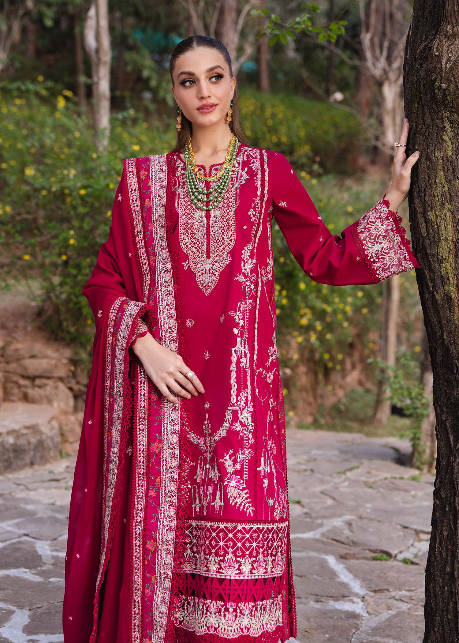 3 Piece Embroidered Organza Suit