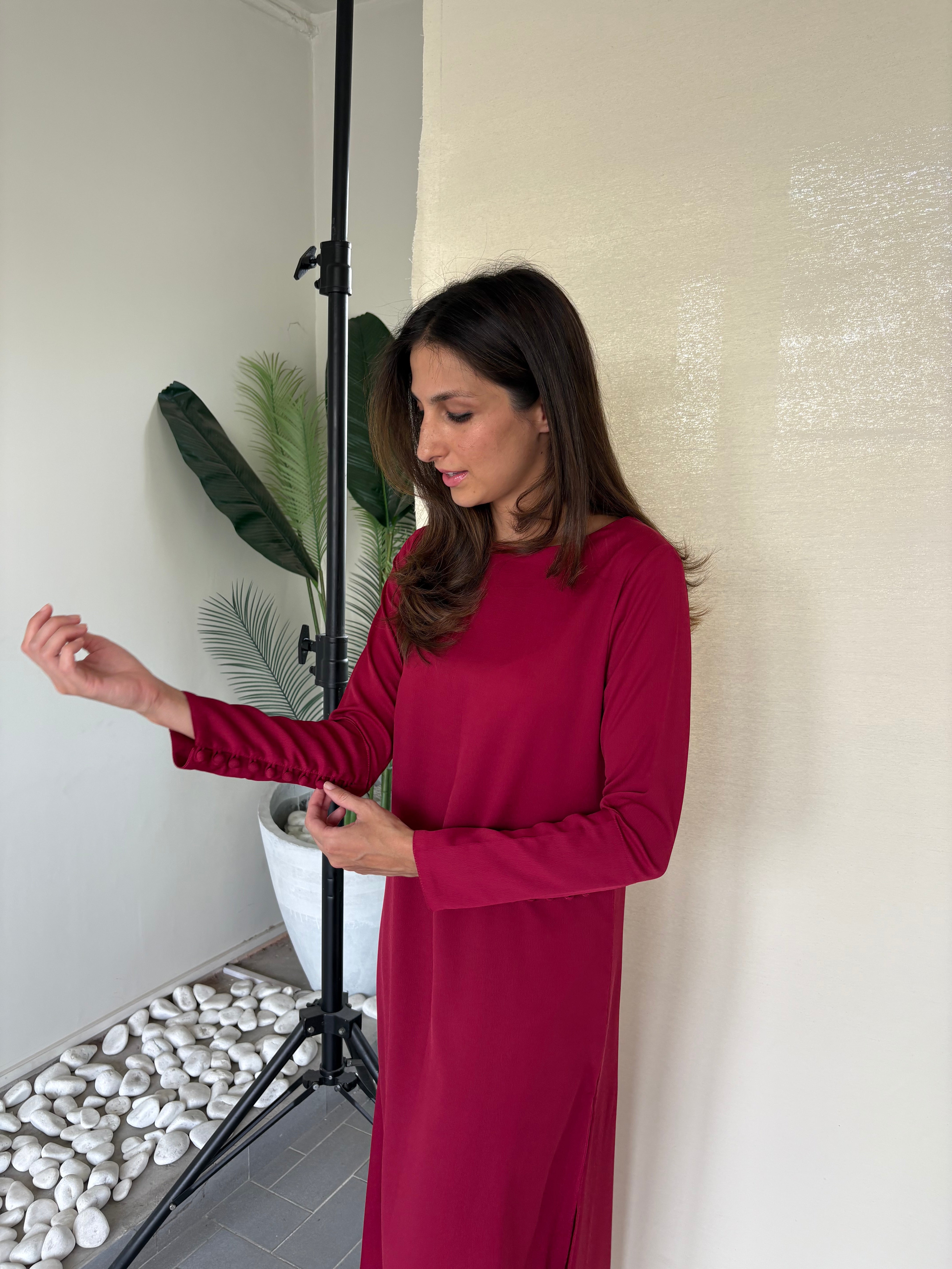 Berry Red Buttoned Set