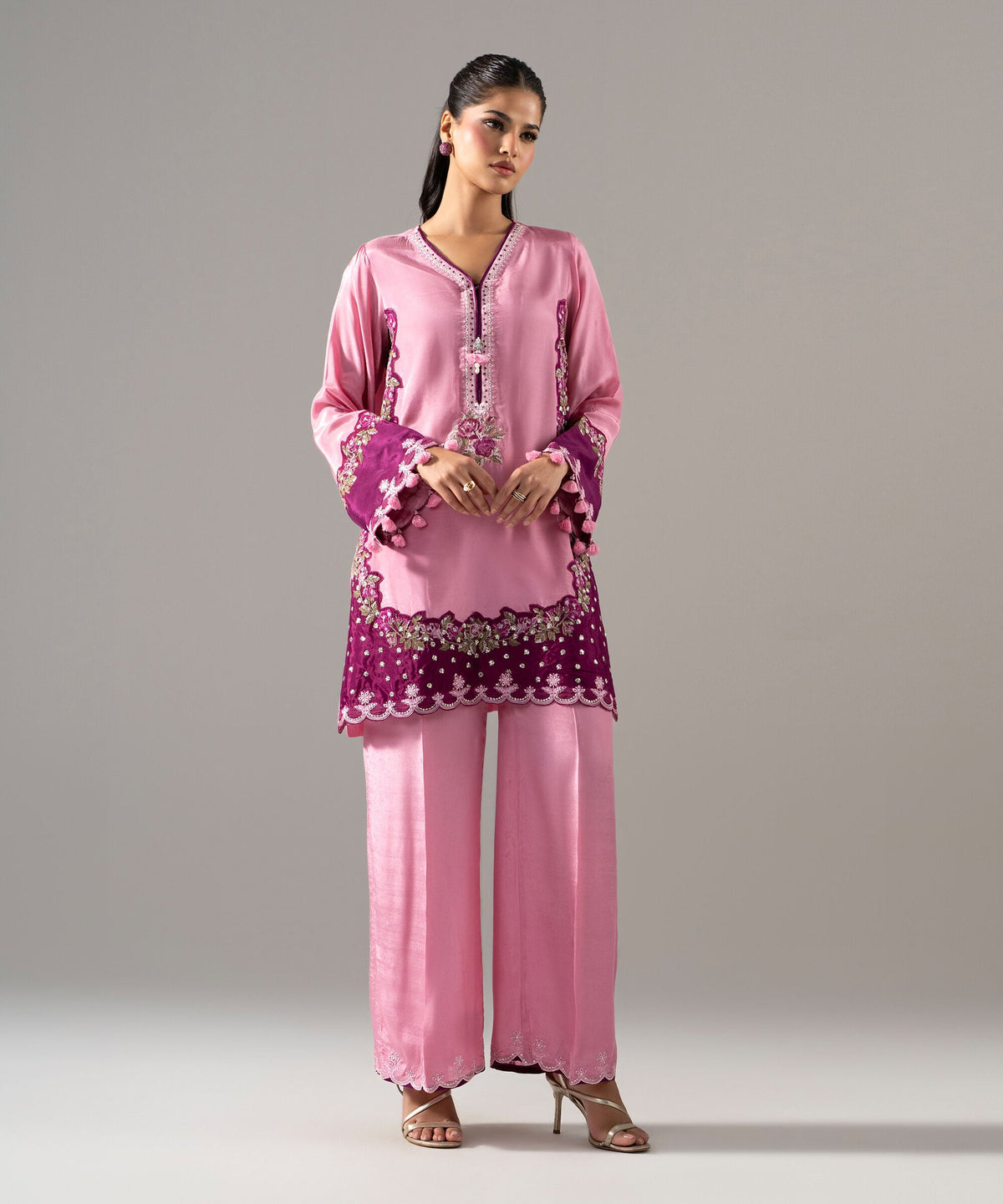 2 Piece - Embroidered Thai Silk Suit 2SFW26STV107
