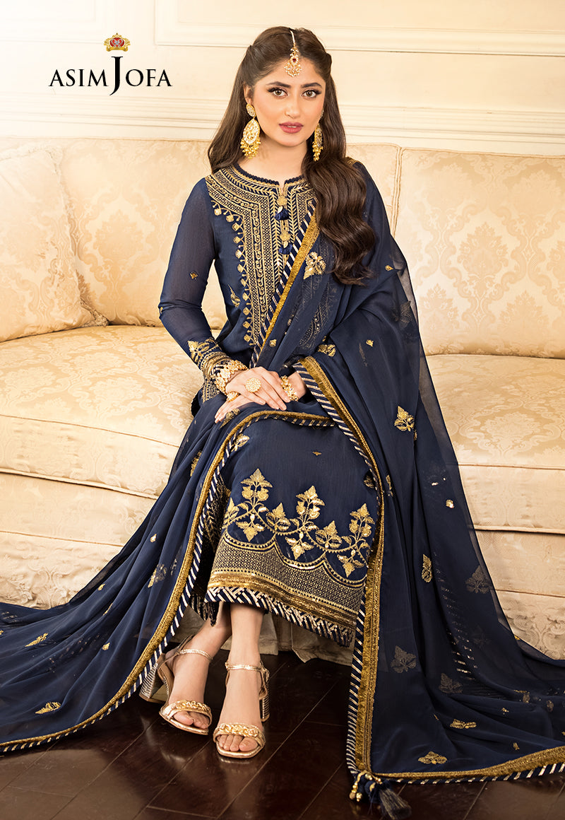 AJJM-05 DESIGNERS STITCHED EMBROIDERED PAPER COTTON 3 PCS
