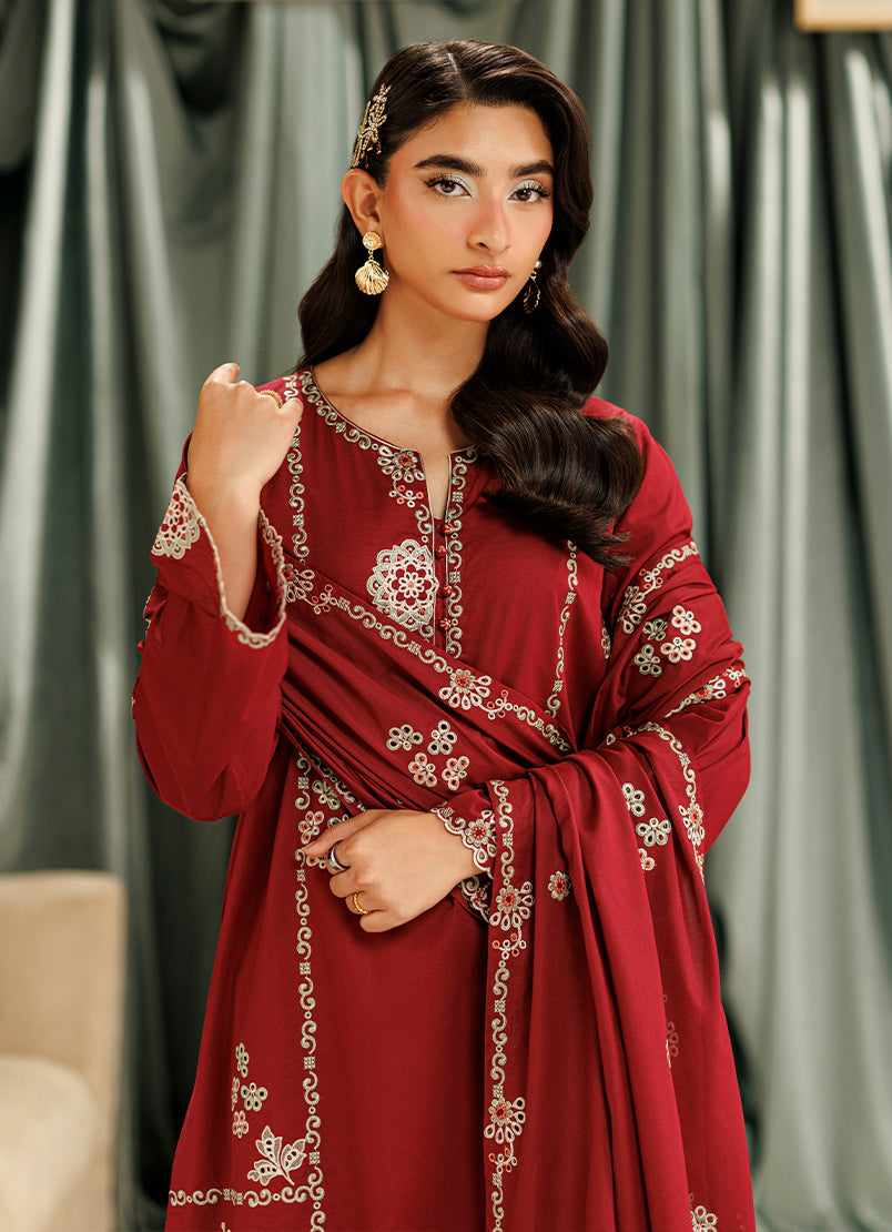 Embroidered 3 PC Suit - 15403401415020