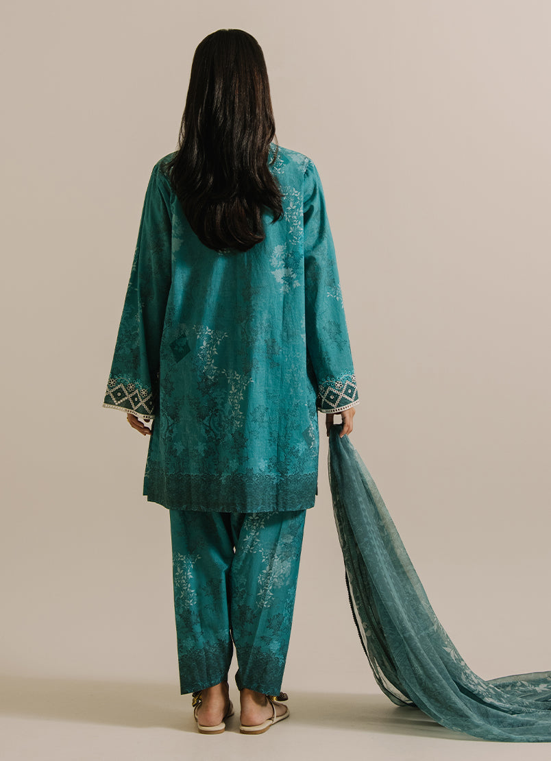 3 PC Printed Embroidered Suit