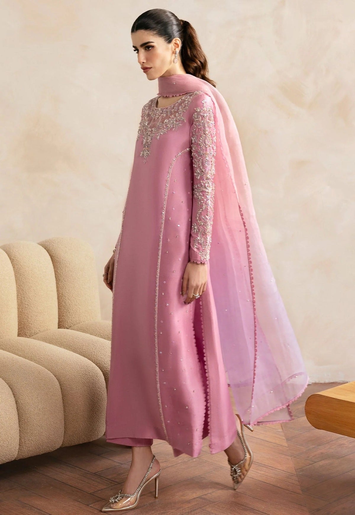 Kanwal Malik Arden Luxury Raw Silk Embroidered 3Pc Unstitched Suit PA-193