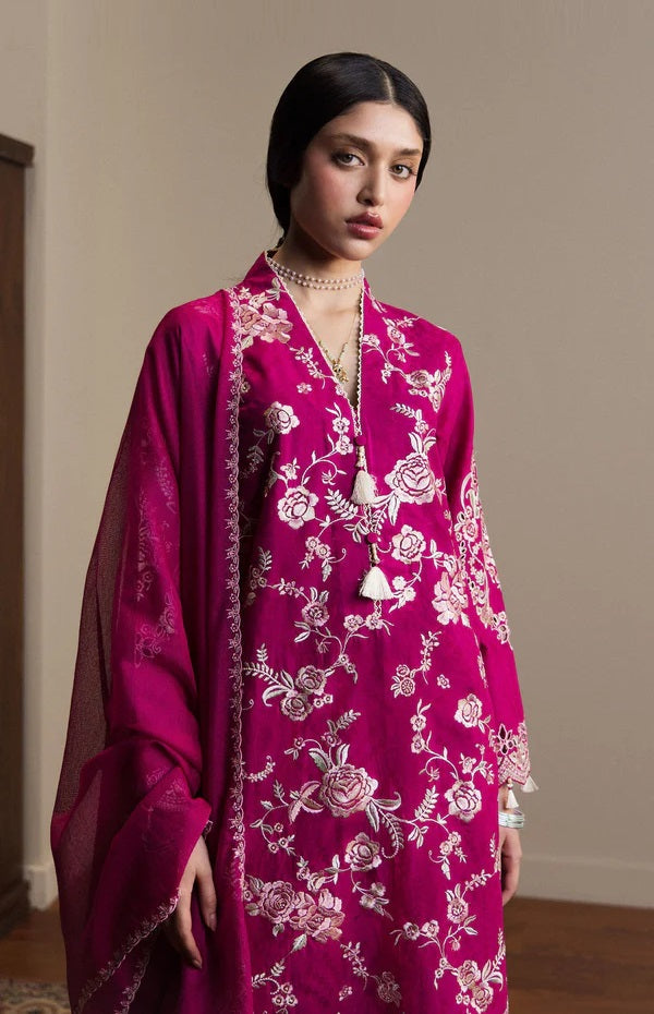 Zara Shahjahan Luxury Embroidered Lawn 3Pc Unstitched/Stitched Suit RAQSAA - PA-0066