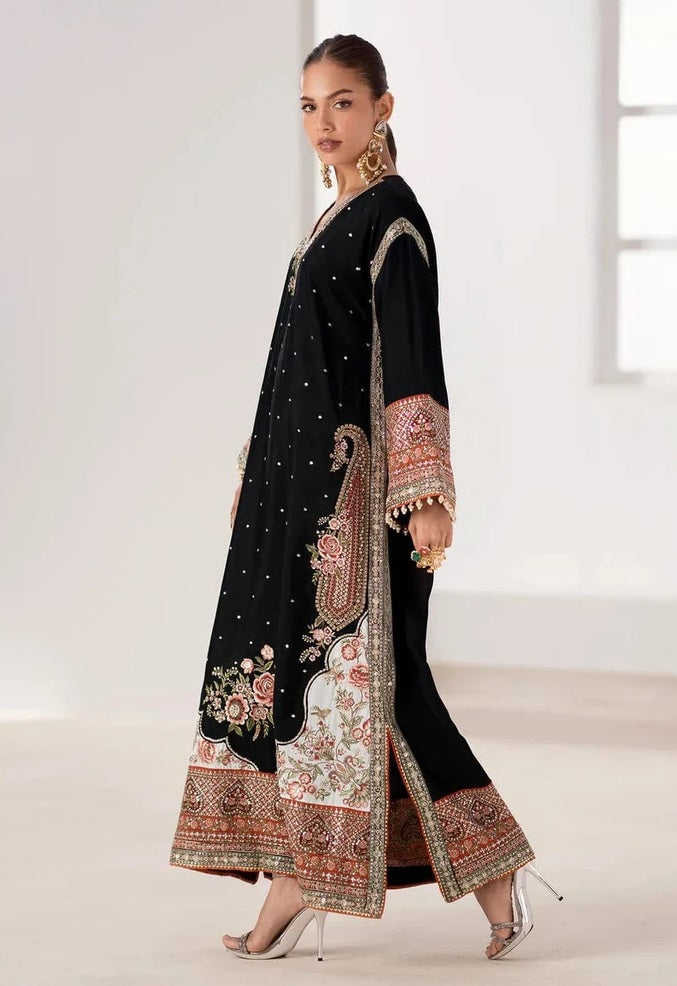 Poshkari Ethnc Luxury Silk Embroidered 3Pc Unstitched Kaftan Suit PA-135