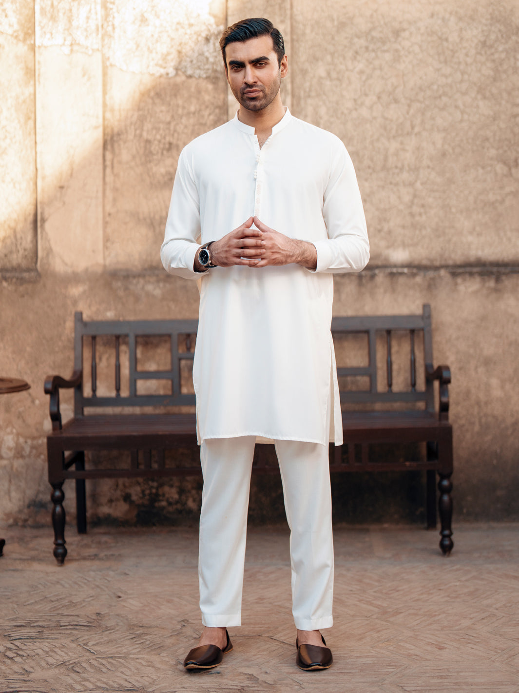 White Blended Kurta Trouser - AL-KT-3062